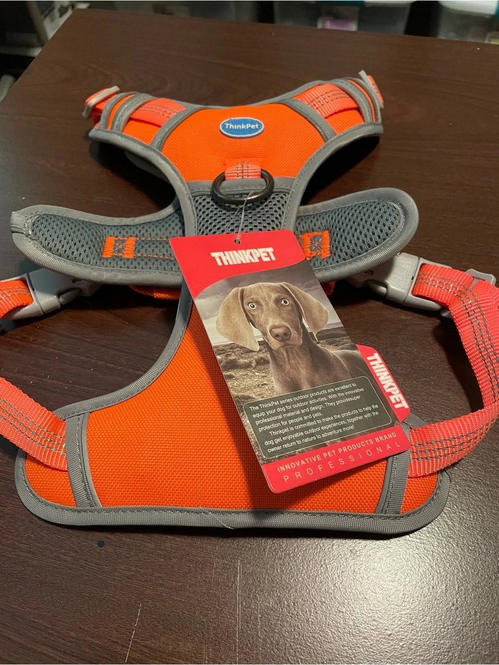 THINKPET No-Pull Dog Harness size M Orange Gray